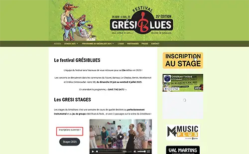 Le site du Grésiblues avant refonte